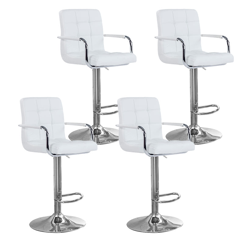 Modern Backrest Liftable Stool Steel Household Bar Stool with Cushion White 4 Piece Set Counter Stool (24"H) Clearhalo 'Bar Furniture' 'Bar Stools' 'bar_stools' 'furn' 'furn_bar_stools' 'furniture_bar_stools' 'Kitchen & Dining Furniture' 'kitchen&dining_furn' 'kitchen' 'kitchen_furn' Furniture' 4356624