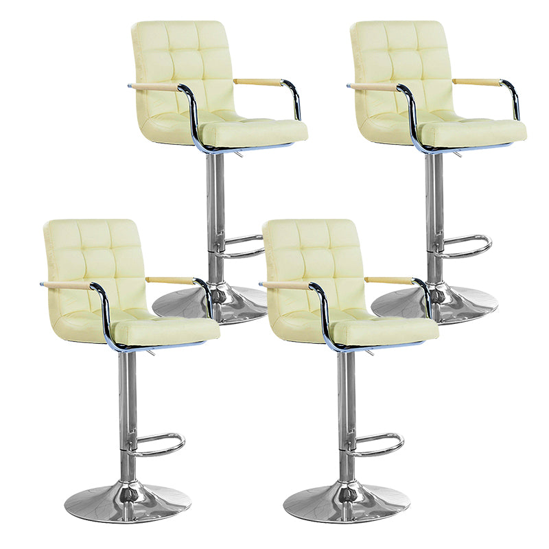 Modern Backrest Liftable Stool Steel Household Bar Stool with Cushion Beige 4 Piece Set Counter Stool (24"H) Clearhalo 'Bar Furniture' 'Bar Stools' 'bar_stools' 'furn' 'furn_bar_stools' 'furniture_bar_stools' 'Kitchen & Dining Furniture' 'kitchen&dining_furn' 'kitchen' 'kitchen_furn' Furniture' 4356625