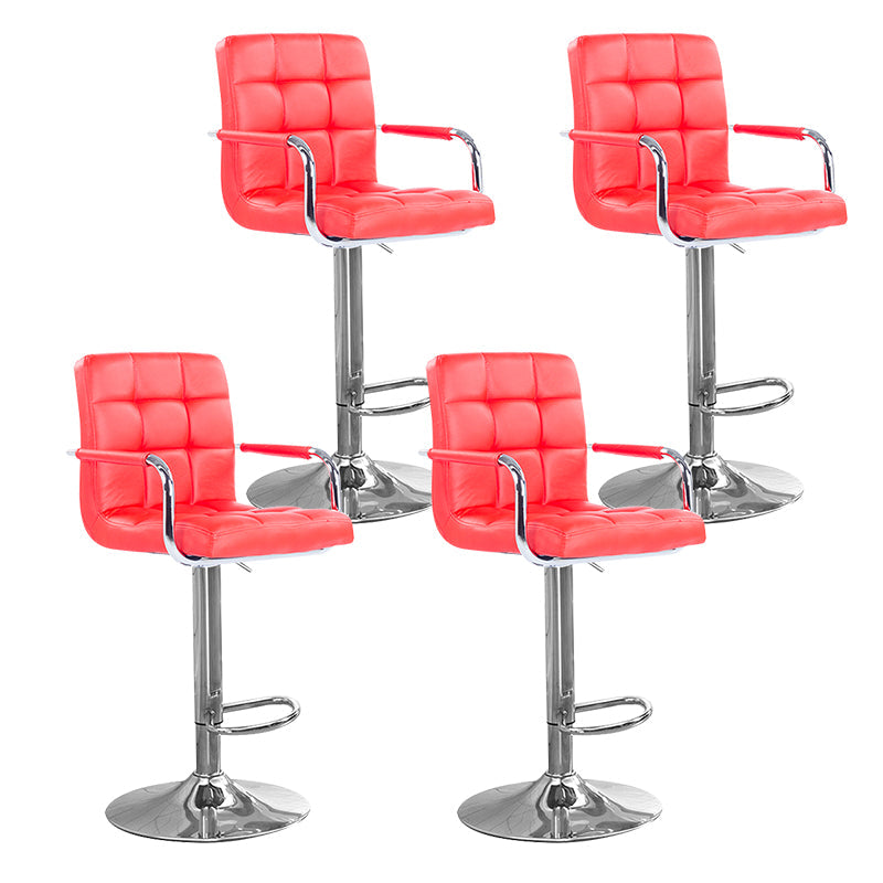 Modern Backrest Liftable Stool Steel Household Bar Stool with Cushion Red 4 Piece Set Counter Stool (24"H) Clearhalo 'Bar Furniture' 'Bar Stools' 'bar_stools' 'furn' 'furn_bar_stools' 'furniture_bar_stools' 'Kitchen & Dining Furniture' 'kitchen&dining_furn' 'kitchen' 'kitchen_furn' Furniture' 4356627