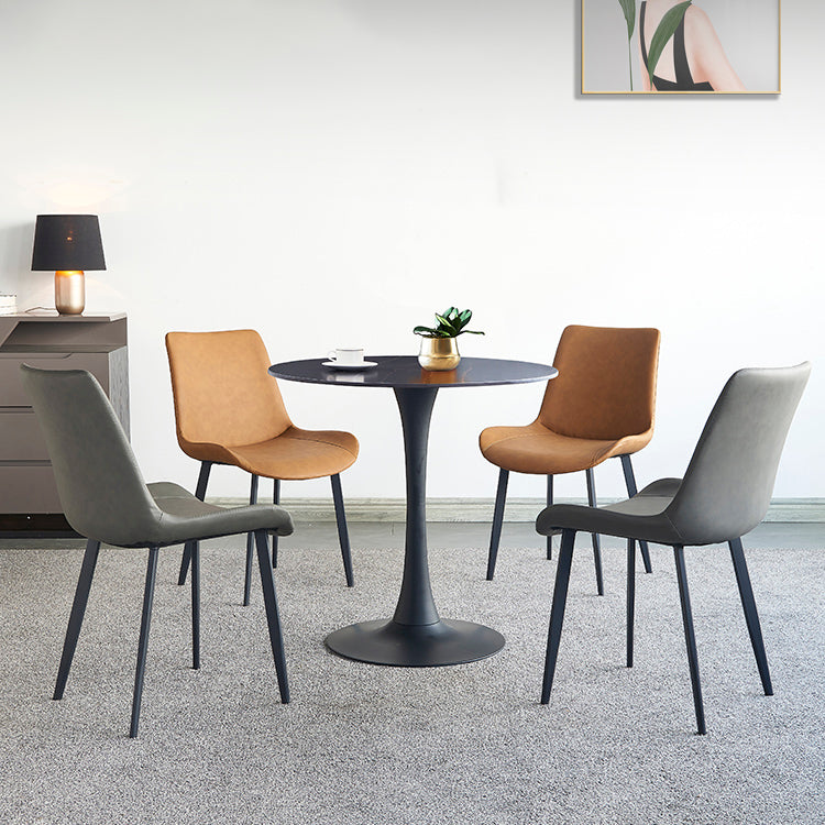 Contemporary 1/2/3/4/5 Pieces Dining Set Stone Dining Furniture Set /Separate Items 5 Pieces: Table, 2 Grey and 2 Brown Chairs Clearhalo 'Dining Room Sets' 'Dining Tables & Seating' 'dining_room_set' 'furn' 'furn_dining_room_set' 'Furniture' 'furniture_dining_room_set' 'Kitchen & Dining Furniture' 'kitchen&dining_furn' 'kitchen' 4368928