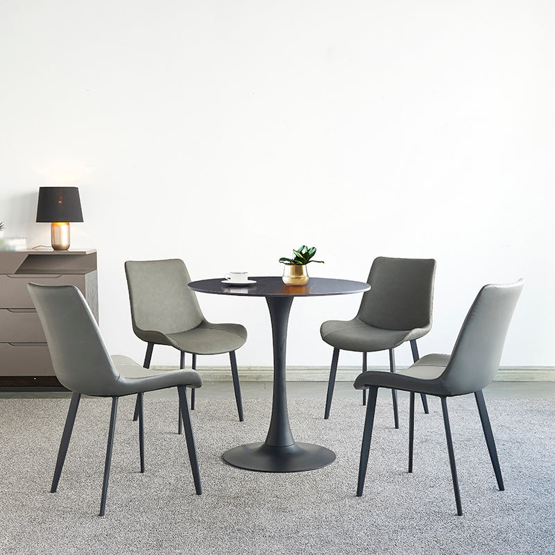 Contemporary 1/2/3/4/5 Pieces Dining Set Stone Dining Furniture Set /Separate Items 5 Pieces: Table, 4 Grey Chairs Clearhalo 'Dining Room Sets' 'Dining Tables & Seating' 'dining_room_set' 'furn' 'furn_dining_room_set' 'Furniture' 'furniture_dining_room_set' 'Kitchen & Dining Furniture' 'kitchen&dining_furn' 'kitchen' 4368932