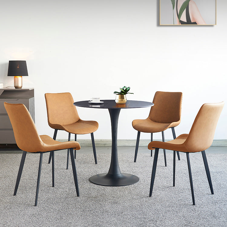 Contemporary 1/2/3/4/5 Pieces Dining Set Stone Dining Furniture Set /Separate Items 5 Pieces: Table, 4 Brown Chairs Clearhalo 'Dining Room Sets' 'Dining Tables & Seating' 'dining_room_set' 'furn' 'furn_dining_room_set' 'Furniture' 'furniture_dining_room_set' 'Kitchen & Dining Furniture' 'kitchen&dining_furn' 'kitchen' 4368933