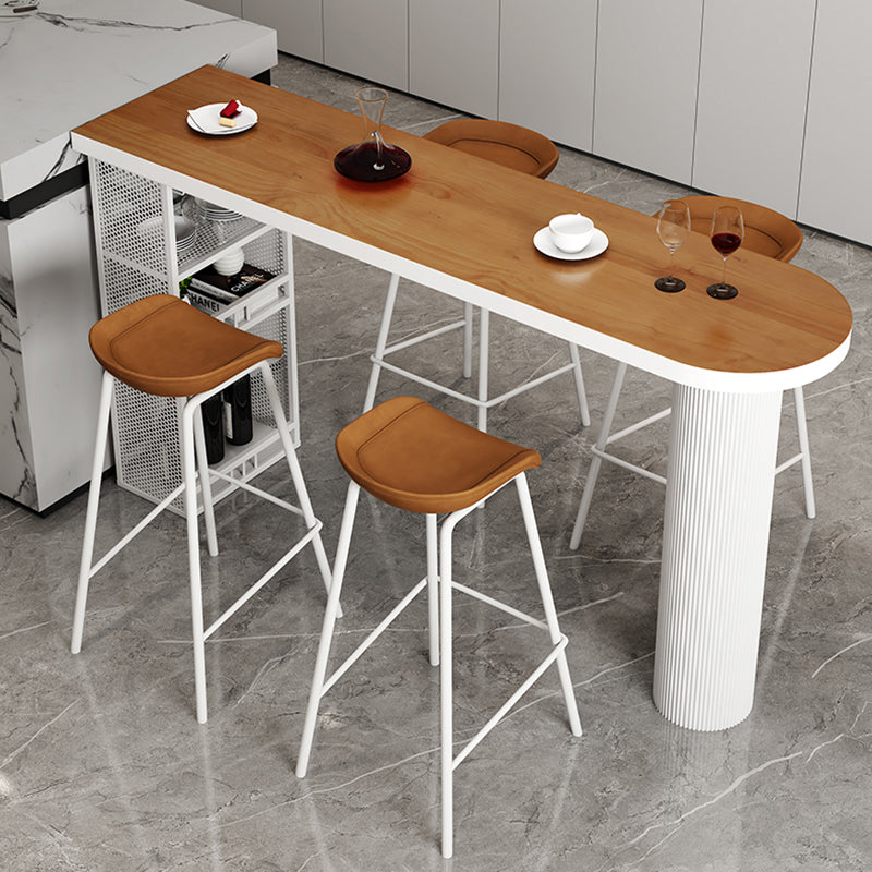 Contemporary Pine Wood Bar Table Free Form Counter Wine Table for Courtyard Walnut White 63"L x 19.7"W x 41.3"H Without Chairs Clearhalo 'Bar Furniture' 'Bar Tables' 'bar_tables' 'Dining Tables & Seating' 'Dining Tables' 'dining_table' 'furn' 'furn_dining_table' 'Furniture' 'furniture_bar_tables' 'Kitchen & Dining Furniture' 'kitchen&dining_furn' 'kitchen' 4368980