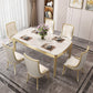 Traditional Luxury Dining Table Rectangle Sintered Stone 4 Legs Table with Wooden Base 55"L x 31"W x 31"H Without Chairs Clearhalo ' dining_table' 'Dining Tables & Seating' 'Dining Tables' 'furn' 'furn_dining_table' 'Furniture' 'furniture_dining_table' 'Kitchen & Dining Furniture' 'kitchen&dining_furn' 'kitchen' 'kitchen_dining_table' 4369001