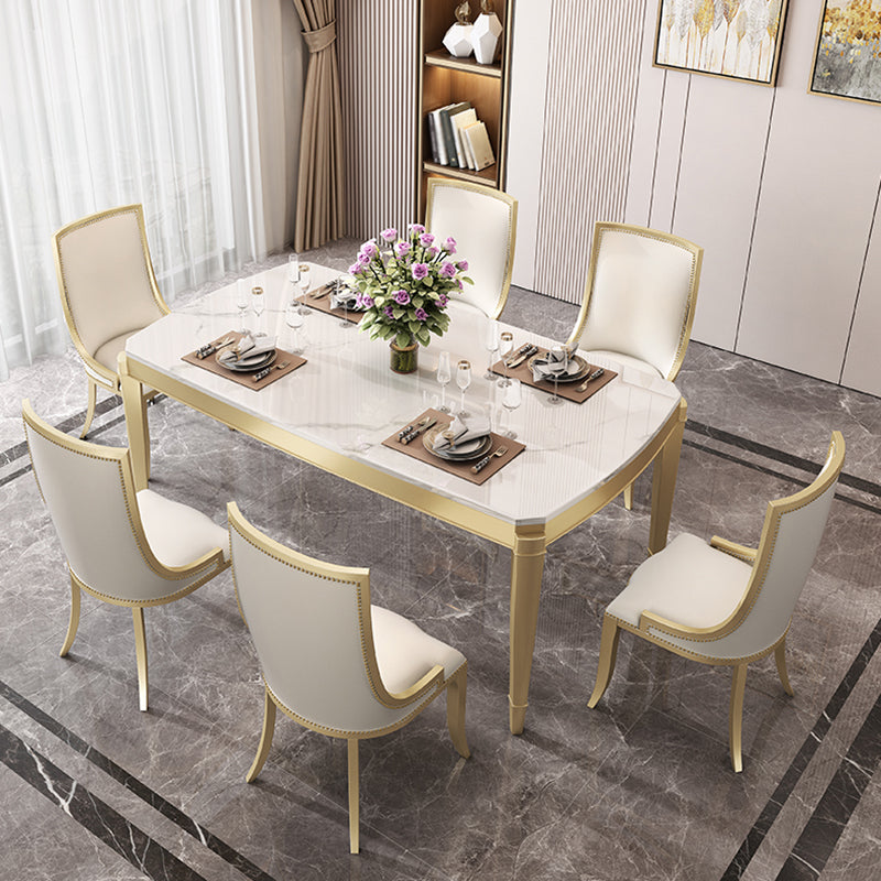 Traditional Luxury Dining Table Rectangle Sintered Stone 4 Legs Table with Wooden Base 55"L x 31"W x 31"H Without Chairs Clearhalo ' dining_table' 'Dining Tables & Seating' 'Dining Tables' 'furn' 'furn_dining_table' 'Furniture' 'furniture_dining_table' 'Kitchen & Dining Furniture' 'kitchen&dining_furn' 'kitchen' 'kitchen_dining_table' 4369001