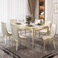 Traditional Luxury Dining Table Rectangle Sintered Stone 4 Legs Table with Wooden Base 63"L x 31"W x 31"H Without Chairs Clearhalo ' dining_table' 'Dining Tables & Seating' 'Dining Tables' 'furn' 'furn_dining_table' 'Furniture' 'furniture_dining_table' 'Kitchen & Dining Furniture' 'kitchen&dining_furn' 'kitchen' 'kitchen_dining_table' 4369002