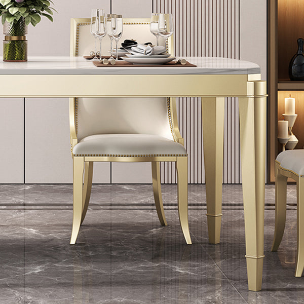 Traditional Luxury Dining Table Rectangle Sintered Stone 4 Legs Table with Wooden Base Clearhalo ' dining_table' 'Dining Tables & Seating' 'Dining Tables' 'furn' 'furn_dining_table' 'Furniture' 'furniture_dining_table' 'Kitchen & Dining Furniture' 'kitchen&dining_furn' 'kitchen' 'kitchen_dining_table' 4369008