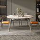 Modern Extendable Dining Table Round Dining Table with 4 Wood Legs Clearhalo ' dining_table' 'Dining Tables & Seating' 'Dining Tables' 'furn' 'furn_dining_table' 'Furniture' 'furniture_dining_table' 'Kitchen & Dining Furniture' 'kitchen&dining_furn' 'kitchen' 'kitchen_dining_table' 4369024
