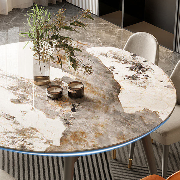 Modern Extendable Dining Table Round Dining Table with 4 Wood Legs Clearhalo ' dining_table' 'Dining Tables & Seating' 'Dining Tables' 'furn' 'furn_dining_table' 'Furniture' 'furniture_dining_table' 'Kitchen & Dining Furniture' 'kitchen&dining_furn' 'kitchen' 'kitchen_dining_table' 4369032
