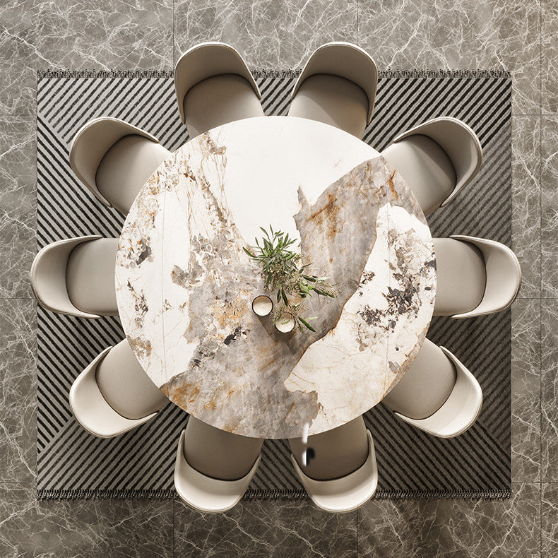 Modern Extendable Dining Table Round Dining Table with 4 Wood Legs Clearhalo ' dining_table' 'Dining Tables & Seating' 'Dining Tables' 'furn' 'furn_dining_table' 'Furniture' 'furniture_dining_table' 'Kitchen & Dining Furniture' 'kitchen&dining_furn' 'kitchen' 'kitchen_dining_table' 4369033