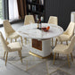 Round Pedestal Dinette Table Traditional Luxury Dining Room Table with Draswer 59.1"L x 59.1"W x 29.9"H Without Chairs Clearhalo ' dining_table' 'Dining Tables & Seating' 'Dining Tables' 'furn' 'furn_dining_table' 'Furniture' 'furniture_dining_table' 'Kitchen & Dining Furniture' 'kitchen&dining_furn' 'kitchen' 'kitchen_dining_table' 4369036