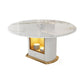 Round Pedestal Dinette Table Traditional Luxury Dining Room Table with Draswer Clearhalo ' dining_table' 'Dining Tables & Seating' 'Dining Tables' 'furn' 'furn_dining_table' 'Furniture' 'furniture_dining_table' 'Kitchen & Dining Furniture' 'kitchen&dining_furn' 'kitchen' 'kitchen_dining_table' 4369040
