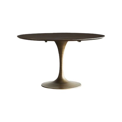 Round Tulip Base Dinette Table Traditional Luxury Dining Room Table for Home Brown Without Chairs Clearhalo ' dining_table' 'Dining Tables & Seating' 'Dining Tables' 'furn' 'furn_dining_table' 'Furniture' 'furniture_dining_table' 'Kitchen & Dining Furniture' 'kitchen&dining_furn' 'kitchen' 'kitchen_dining_table' 4369056