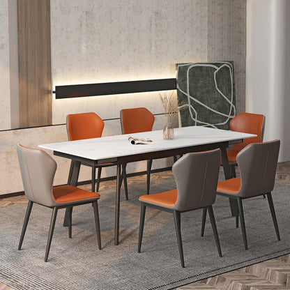 Contemporary Style Extendable Table Stone Rectangle Dining Table for Dining Room 39.4"L x 31.5"W x 29.5"H Without Chairs Clearhalo ' dining_table' 'Dining Tables & Seating' 'Dining Tables' 'furn' 'furn_dining_table' 'Furniture' 'furniture_dining_table' 'Kitchen & Dining Furniture' 'kitchen&dining_furn' 'kitchen' 'kitchen_dining_table' 4369074