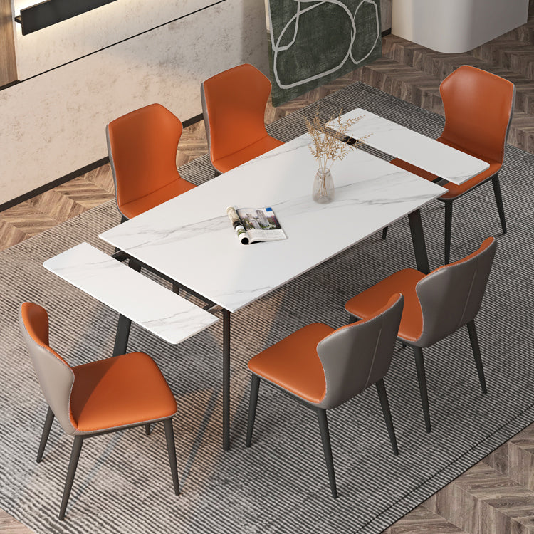 Contemporary Style Extendable Table Stone Rectangle Dining Table for Dining Room Clearhalo ' dining_table' 'Dining Tables & Seating' 'Dining Tables' 'furn' 'furn_dining_table' 'Furniture' 'furniture_dining_table' 'Kitchen & Dining Furniture' 'kitchen&dining_furn' 'kitchen' 'kitchen_dining_table' 4369075