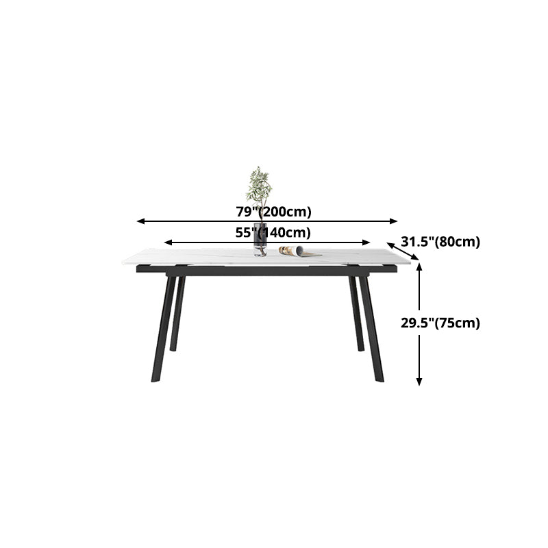 Contemporary Style Extendable Table Stone Rectangle Dining Table for Dining Room Clearhalo ' dining_table' 'Dining Tables & Seating' 'Dining Tables' 'furn' 'furn_dining_table' 'Furniture' 'furniture_dining_table' 'Kitchen & Dining Furniture' 'kitchen&dining_furn' 'kitchen' 'kitchen_dining_table' 4369084