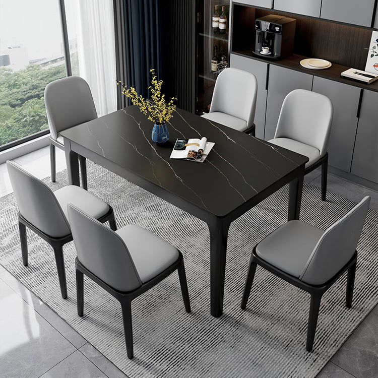 Midcentury Style Dining Room Collection Stone 4 Legs Dinette Table for Indoor Black Without Chairs Clearhalo ' dining_table' 'Dining Tables & Seating' 'Dining Tables' 'furn' 'furn_dining_table' 'Furniture' 'furniture_dining_table' 'Kitchen & Dining Furniture' 'kitchen&dining_furn' 'kitchen' 'kitchen_dining_table' 4369087