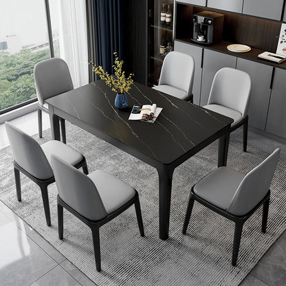 Midcentury Style Dining Room Collection Stone 4 Legs Dinette Table for Indoor Black Without Chairs Clearhalo ' dining_table' 'Dining Tables & Seating' 'Dining Tables' 'furn' 'furn_dining_table' 'Furniture' 'furniture_dining_table' 'Kitchen & Dining Furniture' 'kitchen&dining_furn' 'kitchen' 'kitchen_dining_table' 4369087