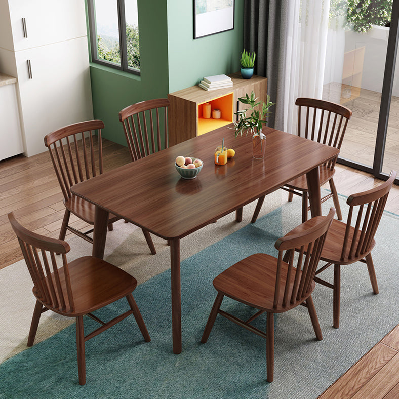 Solid Wood Modern Rectangle Dining Table Rubberwood Top Table,51.5"L x 31.5"W x 29.5"H Walnut Without Chairs Clearhalo ' dining_table' 'Dining Tables & Seating' 'Dining Tables' 'furn' 'furn_dining_table' 'Furniture' 'furniture_dining_table' 'Kitchen & Dining Furniture' 'kitchen&dining_furn' 'kitchen' 'kitchen_dining_table' 4369101