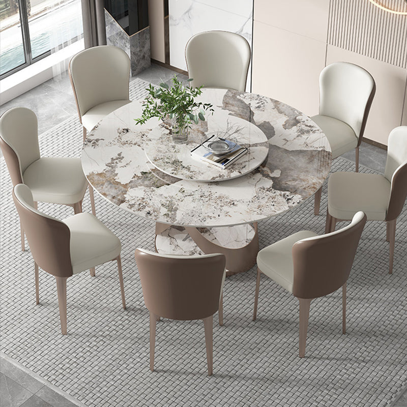 Luxury Round Furniture Stone Dining Room Collection with Turntable 47.2"L x 47.2"W x 29.5"H Without Chairs Clearhalo ' dining_table' 'Dining Tables & Seating' 'Dining Tables' 'furn' 'furn_dining_table' 'Furniture' 'furniture_dining_table' 'Kitchen & Dining Furniture' 'kitchen&dining_furn' 'kitchen' 'kitchen_dining_table' 4369109