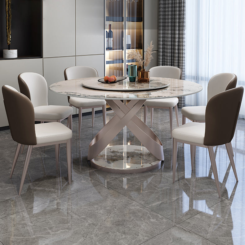 Luxury Round Furniture Stone Dining Room Collection with Turntable Clearhalo ' dining_table' 'Dining Tables & Seating' 'Dining Tables' 'furn' 'furn_dining_table' 'Furniture' 'furniture_dining_table' 'Kitchen & Dining Furniture' 'kitchen&dining_furn' 'kitchen' 'kitchen_dining_table' 4369111