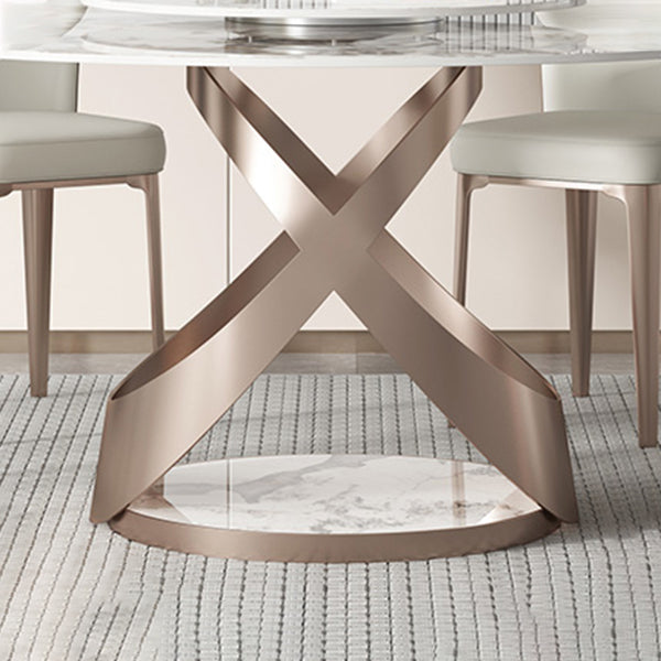 Luxury Round Furniture Stone Dining Room Collection with Turntable Clearhalo ' dining_table' 'Dining Tables & Seating' 'Dining Tables' 'furn' 'furn_dining_table' 'Furniture' 'furniture_dining_table' 'Kitchen & Dining Furniture' 'kitchen&dining_furn' 'kitchen' 'kitchen_dining_table' 4369116