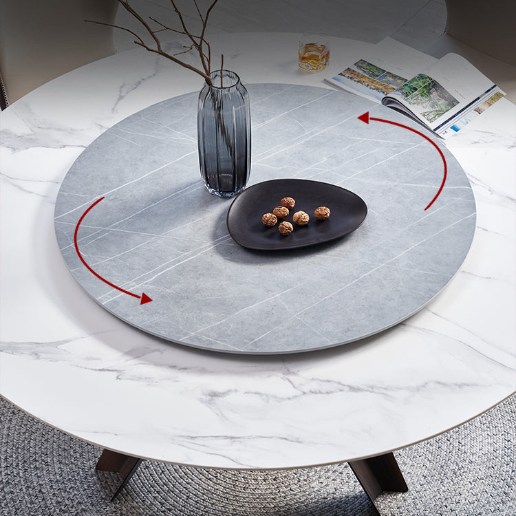 Stone Dining Table Simple Style Round Dining Site Table with Turntable Clearhalo ' dining_table' 'Dining Tables & Seating' 'Dining Tables' 'furn' 'furn_dining_table' 'Furniture' 'furniture_dining_table' 'Kitchen & Dining Furniture' 'kitchen&dining_furn' 'kitchen' 'kitchen_dining_table' 4369140