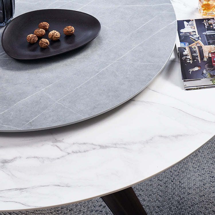 Stone Dining Table Simple Style Round Dining Site Table with Turntable Clearhalo ' dining_table' 'Dining Tables & Seating' 'Dining Tables' 'furn' 'furn_dining_table' 'Furniture' 'furniture_dining_table' 'Kitchen & Dining Furniture' 'kitchen&dining_furn' 'kitchen' 'kitchen_dining_table' 4369141