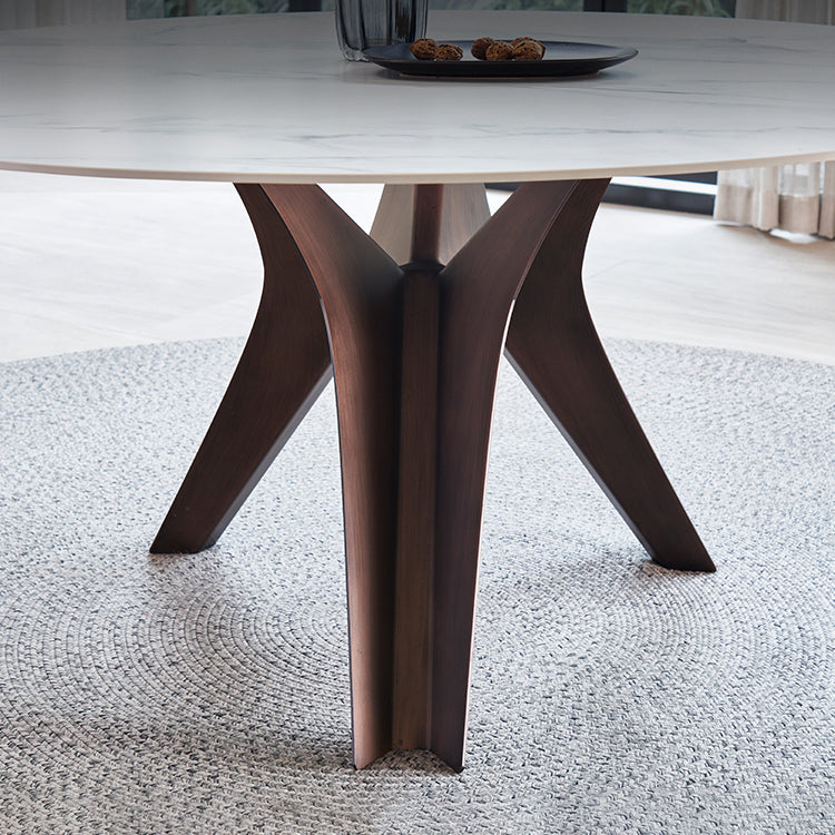 Stone Dining Table Simple Style Round Dining Site Table with Turntable Clearhalo ' dining_table' 'Dining Tables & Seating' 'Dining Tables' 'furn' 'furn_dining_table' 'Furniture' 'furniture_dining_table' 'Kitchen & Dining Furniture' 'kitchen&dining_furn' 'kitchen' 'kitchen_dining_table' 4369142