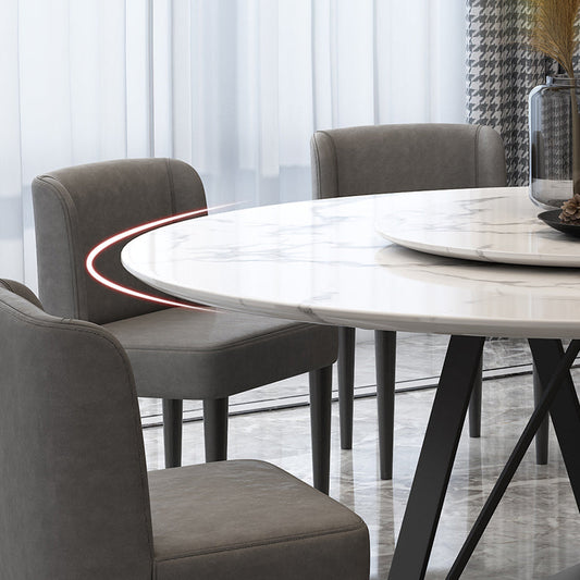Marble Dining Table Simple Style Round Dining Site Table with Turntable
