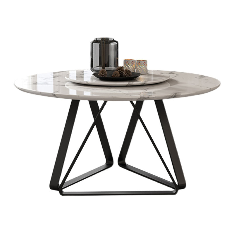 Marble Dining Table Simple Style Round Dining Site Table with Turntable Black Without Chairs Clearhalo ' dining_table' 'Dining Tables & Seating' 'Dining Tables' 'furn' 'furn_dining_table' 'Furniture' 'furniture_dining_table' 'Kitchen & Dining Furniture' 'kitchen&dining_furn' 'kitchen' 'kitchen_dining_table' 4369151