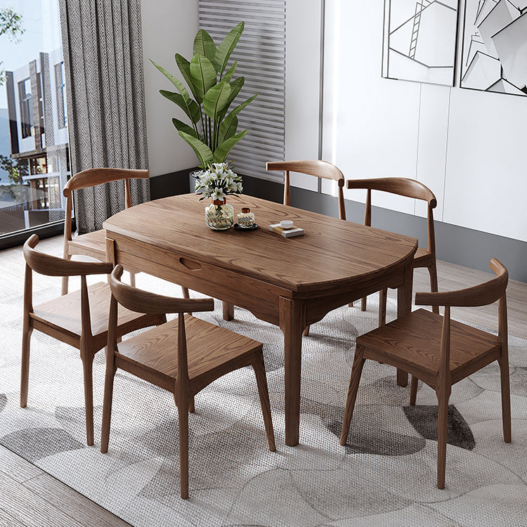 Modern Style Brown Dining Table Round Solid Wood Dining Table with 4 Legs for Home Clearhalo ' dining_table' 'Dining Tables & Seating' 'Dining Tables' 'furn' 'furn_dining_table' 'Furniture' 'furniture_dining_table' 'Kitchen & Dining Furniture' 'kitchen&dining_furn' 'kitchen' 'kitchen_dining_table' 4369167