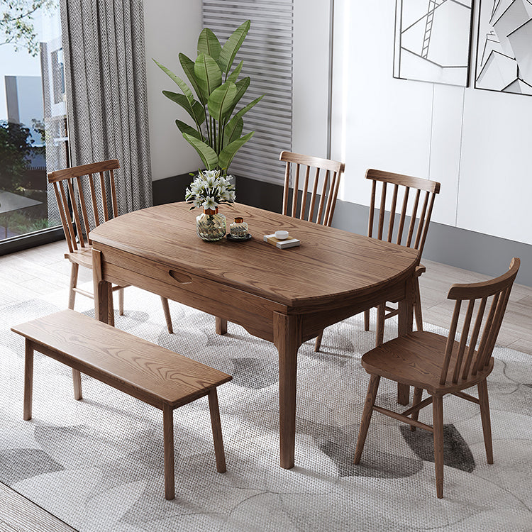 Modern Style Brown Dining Table Round Solid Wood Dining Table with 4 Legs for Home Clearhalo ' dining_table' 'Dining Tables & Seating' 'Dining Tables' 'furn' 'furn_dining_table' 'Furniture' 'furniture_dining_table' 'Kitchen & Dining Furniture' 'kitchen&dining_furn' 'kitchen' 'kitchen_dining_table' 4369168