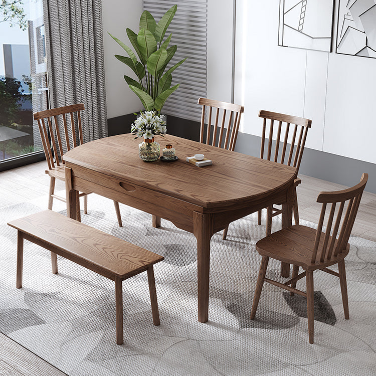 Modern Style Brown Dining Table Round Solid Wood Dining Table with 4 Legs for Home Clearhalo ' dining_table' 'Dining Tables & Seating' 'Dining Tables' 'furn' 'furn_dining_table' 'Furniture' 'furniture_dining_table' 'Kitchen & Dining Furniture' 'kitchen&dining_furn' 'kitchen' 'kitchen_dining_table' 4369170