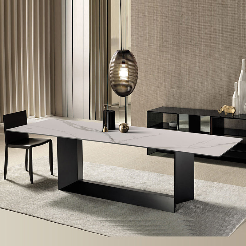 Metal Traditional Luxury Rectangle Indoor Table Sintered Stone Top Table for Home White 63"L x 31.5"W x 29.5"H Without Chairs Clearhalo ' dining_table' 'Dining Tables & Seating' 'Dining Tables' 'furn' 'furn_dining_table' 'Furniture' 'furniture_dining_table' 'Kitchen & Dining Furniture' 'kitchen&dining_furn' 'kitchen' 'kitchen_dining_table' 4369186