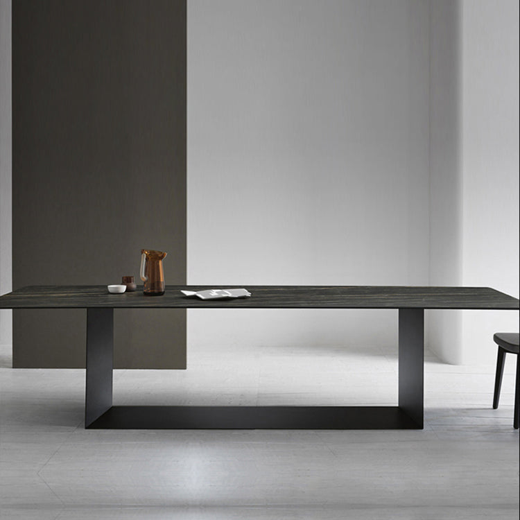 Metal Traditional Luxury Rectangle Indoor Table Sintered Stone Top Table for Home Black Without Chairs Clearhalo ' dining_table' 'Dining Tables & Seating' 'Dining Tables' 'furn' 'furn_dining_table' 'Furniture' 'furniture_dining_table' 'Kitchen & Dining Furniture' 'kitchen&dining_furn' 'kitchen' 'kitchen_dining_table' 4369189