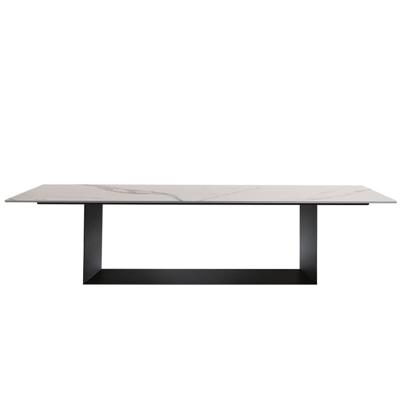 Metal Traditional Luxury Rectangle Indoor Table Sintered Stone Top Table for Home White 55.1"L x 31.5"W x 29.5"H Without Chairs Clearhalo ' dining_table' 'Dining Tables & Seating' 'Dining Tables' 'furn' 'furn_dining_table' 'Furniture' 'furniture_dining_table' 'Kitchen & Dining Furniture' 'kitchen&dining_furn' 'kitchen' 'kitchen_dining_table' 4369190