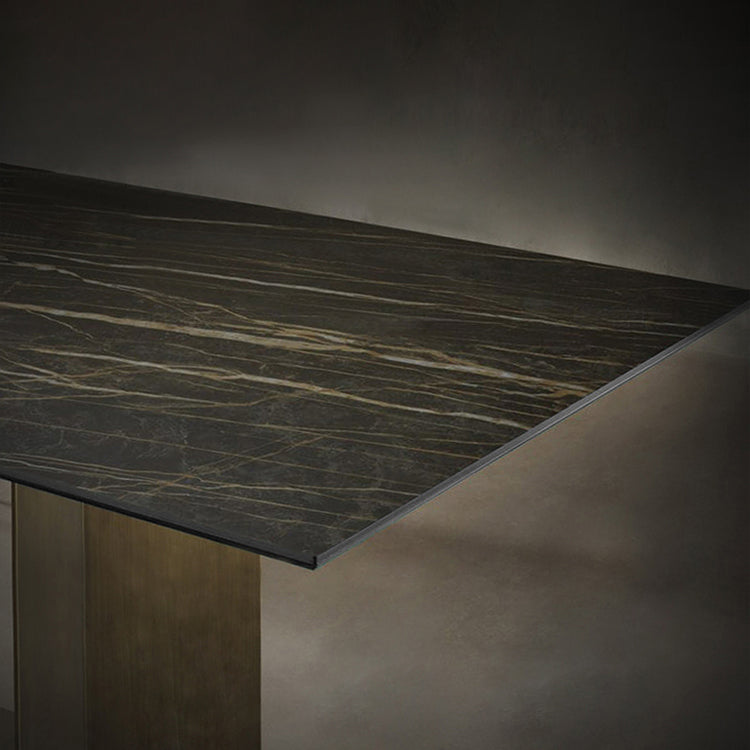Metal Traditional Luxury Rectangle Indoor Table Sintered Stone Top Table for Home Clearhalo ' dining_table' 'Dining Tables & Seating' 'Dining Tables' 'furn' 'furn_dining_table' 'Furniture' 'furniture_dining_table' 'Kitchen & Dining Furniture' 'kitchen&dining_furn' 'kitchen' 'kitchen_dining_table' 4369191