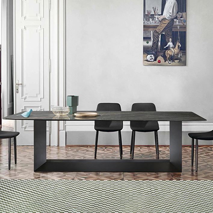 Metal Traditional Luxury Rectangle Indoor Table Sintered Stone Top Table for Home Clearhalo ' dining_table' 'Dining Tables & Seating' 'Dining Tables' 'furn' 'furn_dining_table' 'Furniture' 'furniture_dining_table' 'Kitchen & Dining Furniture' 'kitchen&dining_furn' 'kitchen' 'kitchen_dining_table' 4369194