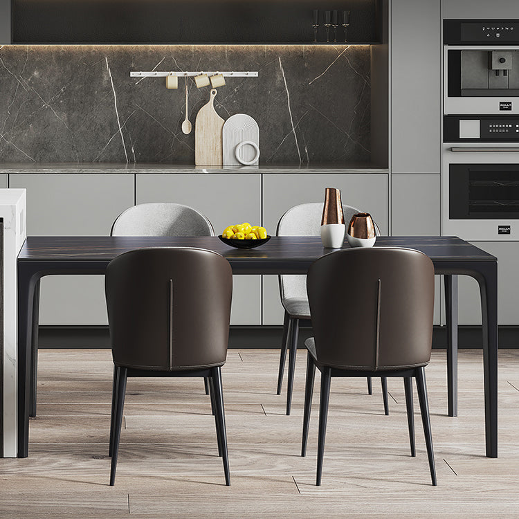 Modern Style Black Dining Table Rectangle Sintered Stone Table with 4 Legs for Kitchen 47.2"L x 27.6"W x 29.5"H Without Chairs Clearhalo ' dining_table' 'Dining Tables & Seating' 'Dining Tables' 'furn' 'furn_dining_table' 'Furniture' 'furniture_dining_table' 'Kitchen & Dining Furniture' 'kitchen&dining_furn' 'kitchen' 'kitchen_dining_table' 4369199