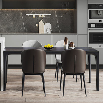 Modern Style Black Dining Table Rectangle Sintered Stone Table with 4 Legs for Kitchen 47.2"L x 27.6"W x 29.5"H Without Chairs Clearhalo ' dining_table' 'Dining Tables & Seating' 'Dining Tables' 'furn' 'furn_dining_table' 'Furniture' 'furniture_dining_table' 'Kitchen & Dining Furniture' 'kitchen&dining_furn' 'kitchen' 'kitchen_dining_table' 4369199