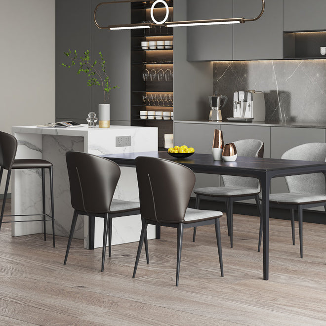 Modern Style Black Dining Table Rectangle Sintered Stone Table with 4 Legs for Kitchen 70.9"L x 31.5"W x 29.5"H Without Chairs Clearhalo ' dining_table' 'Dining Tables & Seating' 'Dining Tables' 'furn' 'furn_dining_table' 'Furniture' 'furniture_dining_table' 'Kitchen & Dining Furniture' 'kitchen&dining_furn' 'kitchen' 'kitchen_dining_table' 4369202