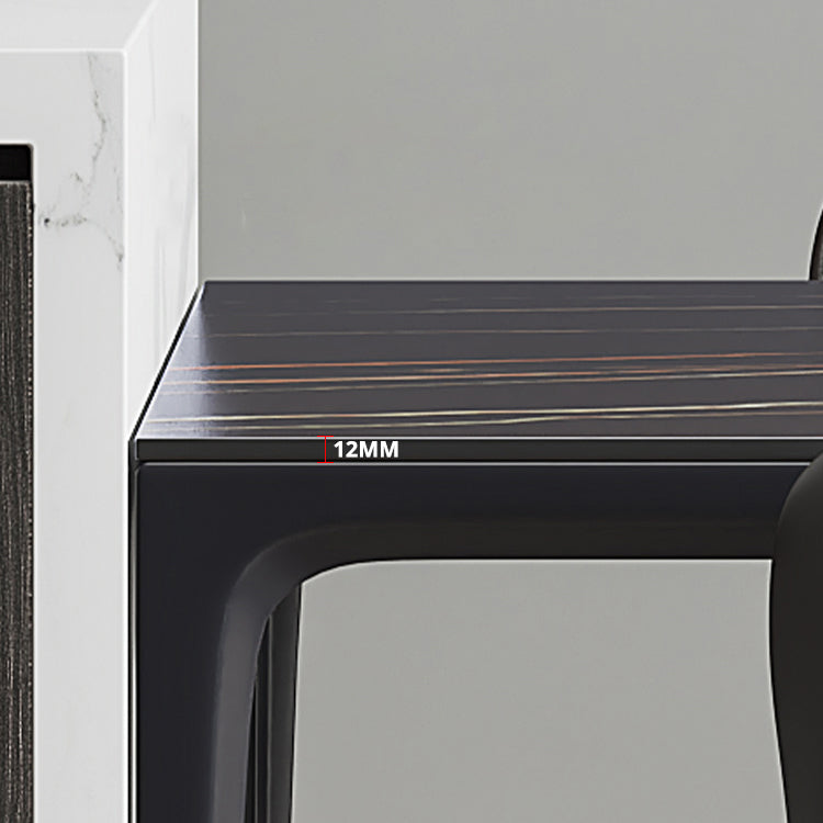 Modern Style Black Dining Table Rectangle Sintered Stone Table with 4 Legs for Kitchen Clearhalo ' dining_table' 'Dining Tables & Seating' 'Dining Tables' 'furn' 'furn_dining_table' 'Furniture' 'furniture_dining_table' 'Kitchen & Dining Furniture' 'kitchen&dining_furn' 'kitchen' 'kitchen_dining_table' 4369205