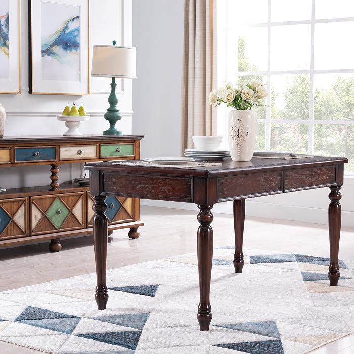 Mid-Century Modern Rectangle Dining Table Wood Table for Kitchen,55"L x 31.5"W x 29.5"H Brown Without Chairs Clearhalo ' dining_table' 'Dining Tables & Seating' 'Dining Tables' 'furn' 'furn_dining_table' 'Furniture' 'furniture_dining_table' 'Kitchen & Dining Furniture' 'kitchen&dining_furn' 'kitchen' 'kitchen_dining_table' 4369212
