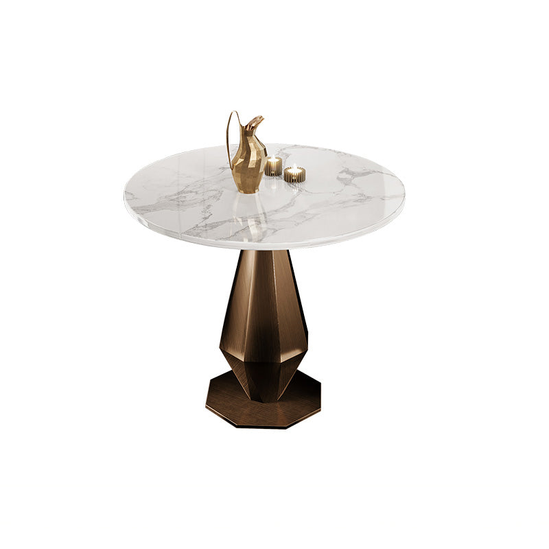 Traditional Luxury Round Furniture Stone Pedestal Base Dining Site Table White Without Chairs Clearhalo ' dining_table' 'Dining Tables & Seating' 'Dining Tables' 'furn' 'furn_dining_table' 'Furniture' 'furniture_dining_table' 'Kitchen & Dining Furniture' 'kitchen&dining_furn' 'kitchen' 'kitchen_dining_table' 4369226