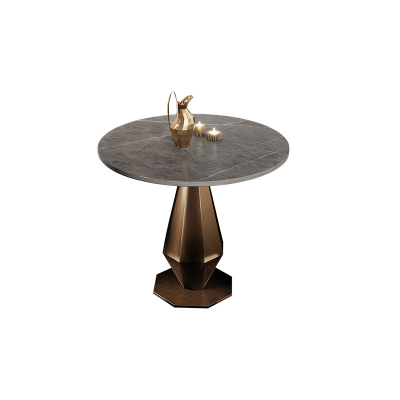 Traditional Luxury Round Furniture Stone Pedestal Base Dining Site Table Gray Without Chairs Clearhalo ' dining_table' 'Dining Tables & Seating' 'Dining Tables' 'furn' 'furn_dining_table' 'Furniture' 'furniture_dining_table' 'Kitchen & Dining Furniture' 'kitchen&dining_furn' 'kitchen' 'kitchen_dining_table' 4369229