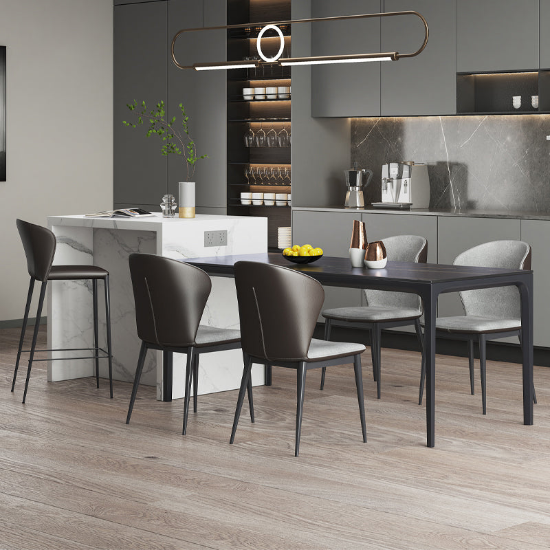 Modern Black Dining Table Rectangle Sintered Stone Dining Table with 4 Legs for Kitchen 63"L x 31.5"W x 29.5"H Without Chairs Clearhalo ' dining_table' 'Dining Tables & Seating' 'Dining Tables' 'furn' 'furn_dining_table' 'Furniture' 'furniture_dining_table' 'Kitchen & Dining Furniture' 'kitchen&dining_furn' 'kitchen' 'kitchen_dining_table' 4369238