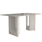 Metal Modern Double Pedestal Table Sintered Stone Table,47.5"L x 31.5"W x 29.5"H Clearhalo ' dining_table' 'Dining Tables & Seating' 'Dining Tables' 'furn' 'furn_dining_table' 'Furniture' 'furniture_dining_table' 'Kitchen & Dining Furniture' 'kitchen&dining_furn' 'kitchen' 'kitchen_dining_table' 4369255