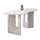 Metal Modern Double Pedestal Table Sintered Stone Table,47.5"L x 31.5"W x 29.5"H Clearhalo ' dining_table' 'Dining Tables & Seating' 'Dining Tables' 'furn' 'furn_dining_table' 'Furniture' 'furniture_dining_table' 'Kitchen & Dining Furniture' 'kitchen&dining_furn' 'kitchen' 'kitchen_dining_table' 4369258