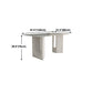 Metal Modern Double Pedestal Table Sintered Stone Table,47.5"L x 31.5"W x 29.5"H Clearhalo ' dining_table' 'Dining Tables & Seating' 'Dining Tables' 'furn' 'furn_dining_table' 'Furniture' 'furniture_dining_table' 'Kitchen & Dining Furniture' 'kitchen&dining_furn' 'kitchen' 'kitchen_dining_table' 4369259